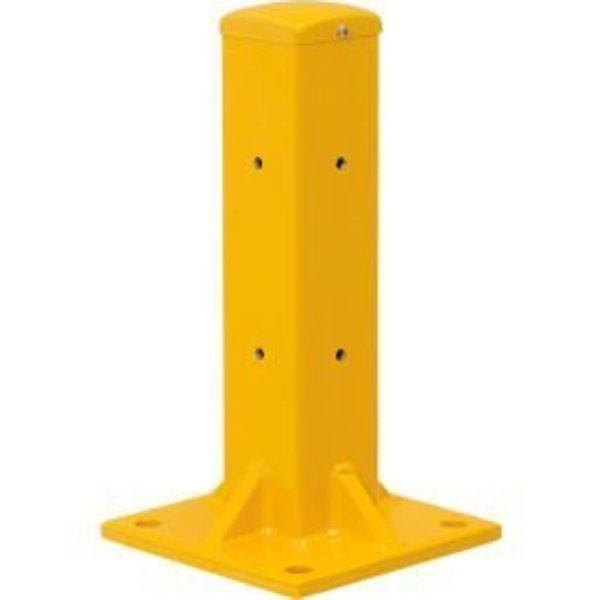 Global Equipment Protective Steel Barrier Post For Single Rail, 18"H , Yellow 436731 (C-1)